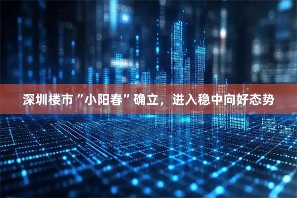 深圳楼市“小阳春”确立，进入稳中向好态势